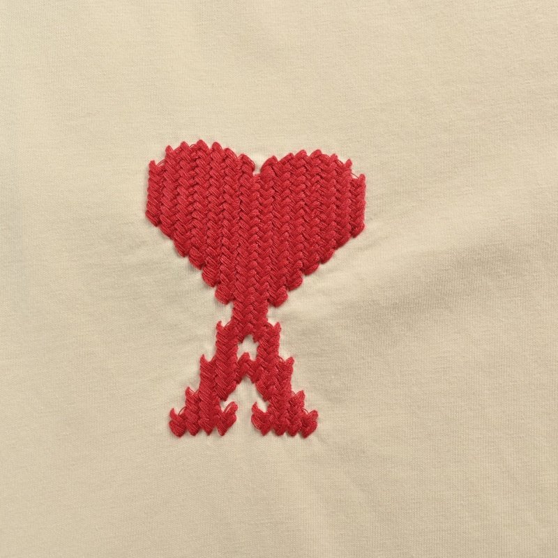 Ami Red Heart Logo Cream T-Shirt view