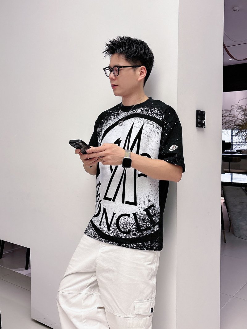 Moncler Black & White Graphic Logo T-Shirt view