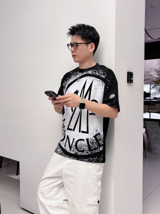 Moncler Black & White Graphic Logo T-Shirt view 2