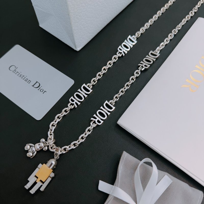 Dior Silver Charm Chain Necklace - Unisex
