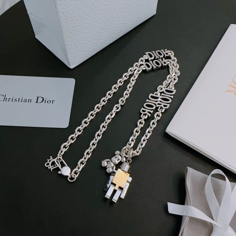 Dior Silver Charm Chain Necklace - Unisex view