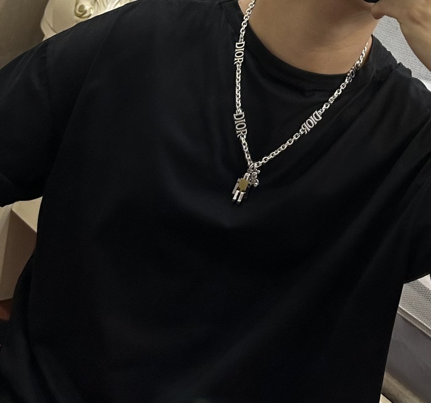 Dior Silver Charm Chain Necklace - Unisex view