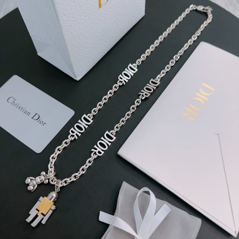 Dior Silver Charm Chain Necklace - Unisex view