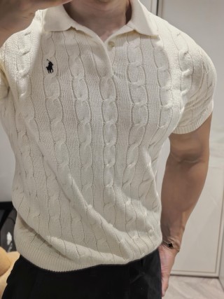 Ralph Lauren Cream Cable Knit Short Sleeve Sweater view 2