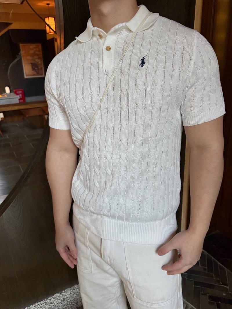 Ralph Lauren Cream Cable Knit Short Sleeve Sweater view