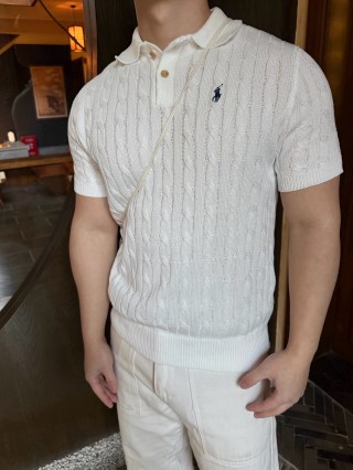 Ralph Lauren Cream Cable Knit Short Sleeve Sweater view 8