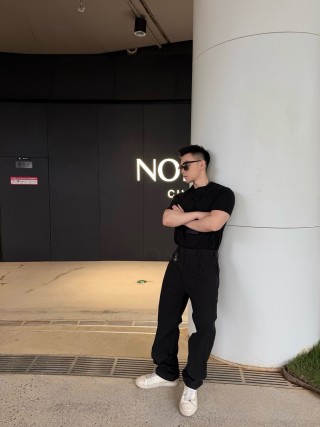 Essentials Black Relaxed Fit Cargo Pants view 4