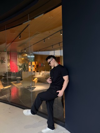 Essentials Black Relaxed Fit Cargo Pants view 8