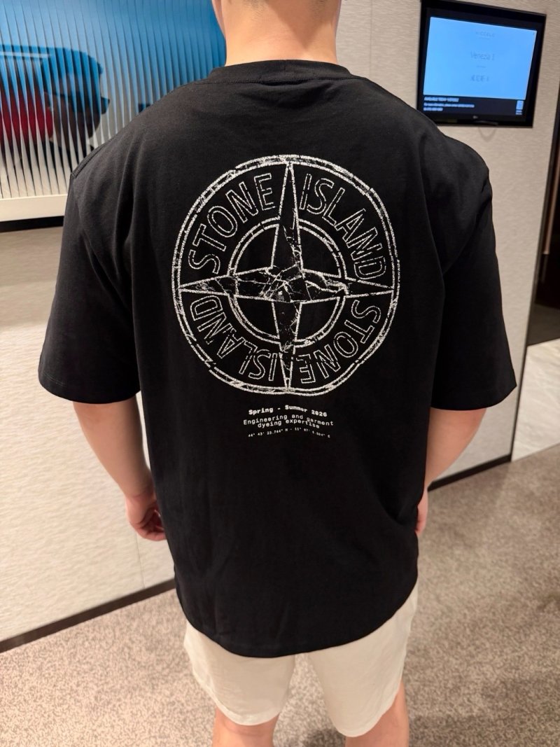 Stone Island Black Compass Logo T-Shirt