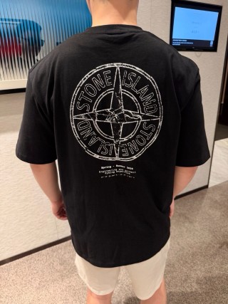 Stone Island Black Compass Logo T-Shirt