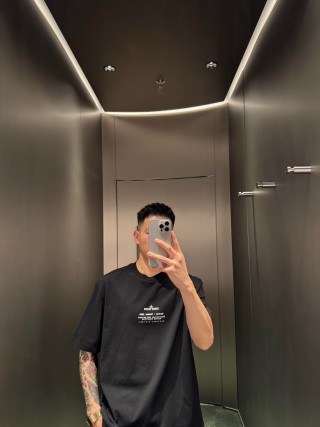Stone Island Black Compass Logo T-Shirt view 9