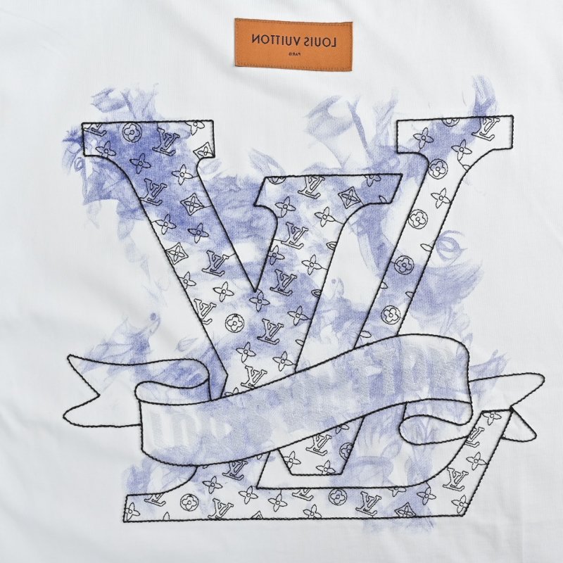 White Graphic Print Short Sleeve T-Shirt with Blue Sketch Design view