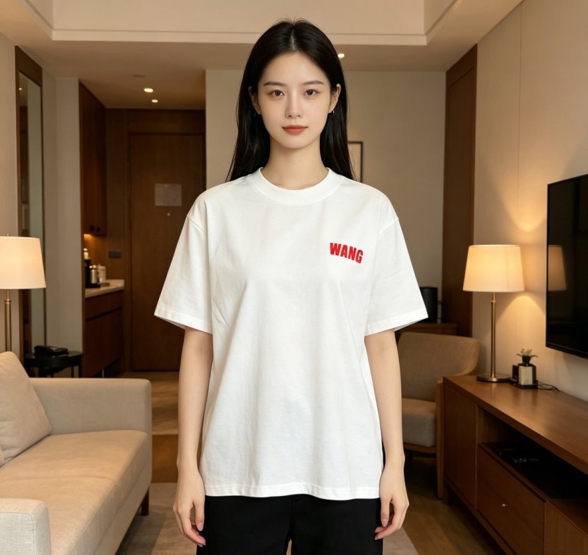 White Short Sleeve T-Shirt with Red Logo Print view
