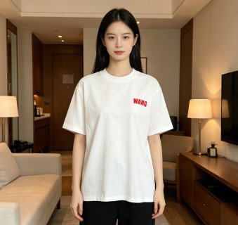 White Short Sleeve T-Shirt with Red Logo Print view 2