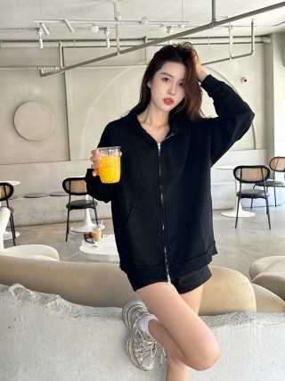 Black Oversized Zip-Up Hoodie Jacket
