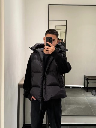 Stone Island Black Down Jacket with Knit Sleeves view 5