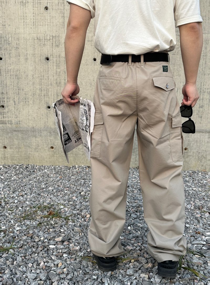 Beige Cargo Pants with Multiple Pockets & Belt view