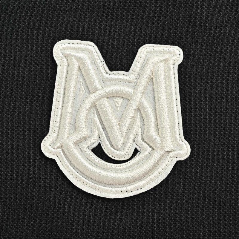 Moncler Black Polo T-Shirt with White Collar and Crest view