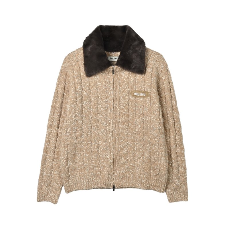 Beige Cable Knit Cardigan view
