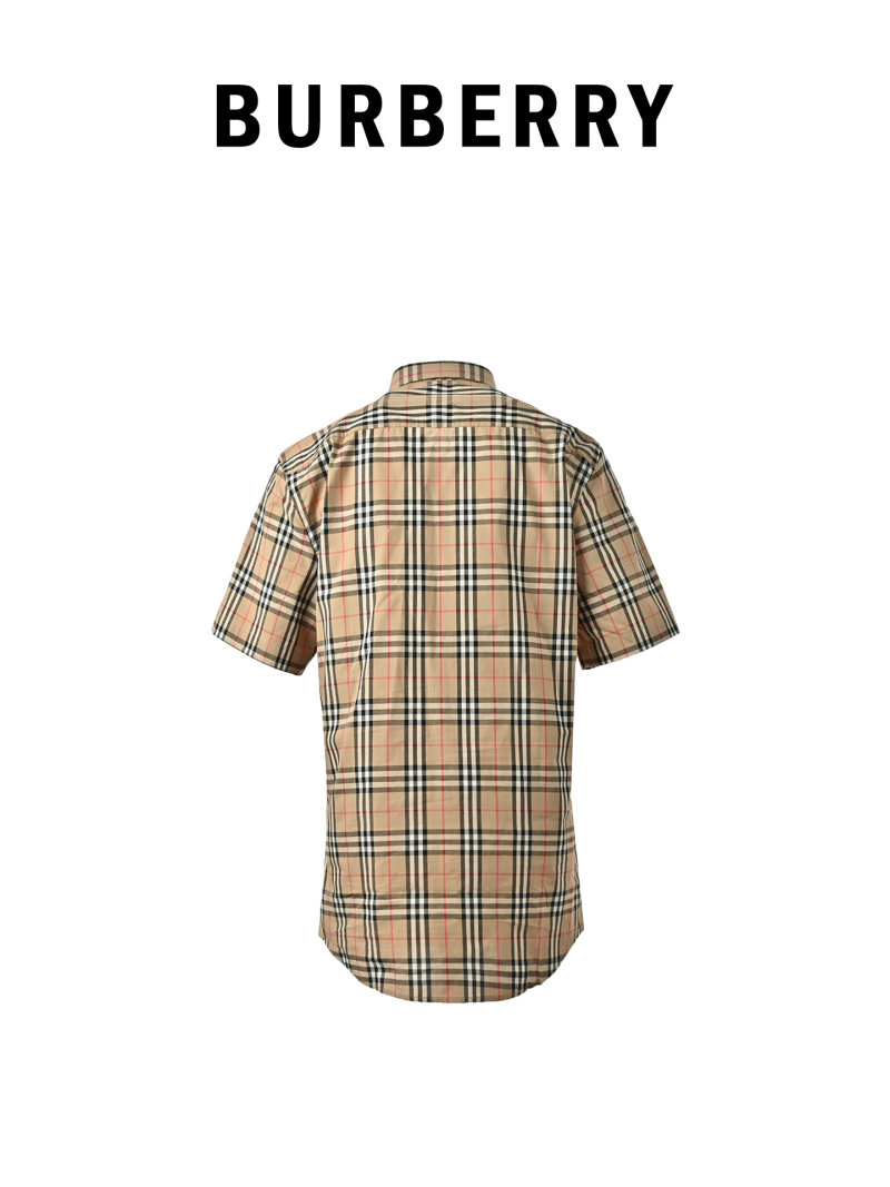 Burberry Beige Check Short-Sleeve Button-Up Shirt view