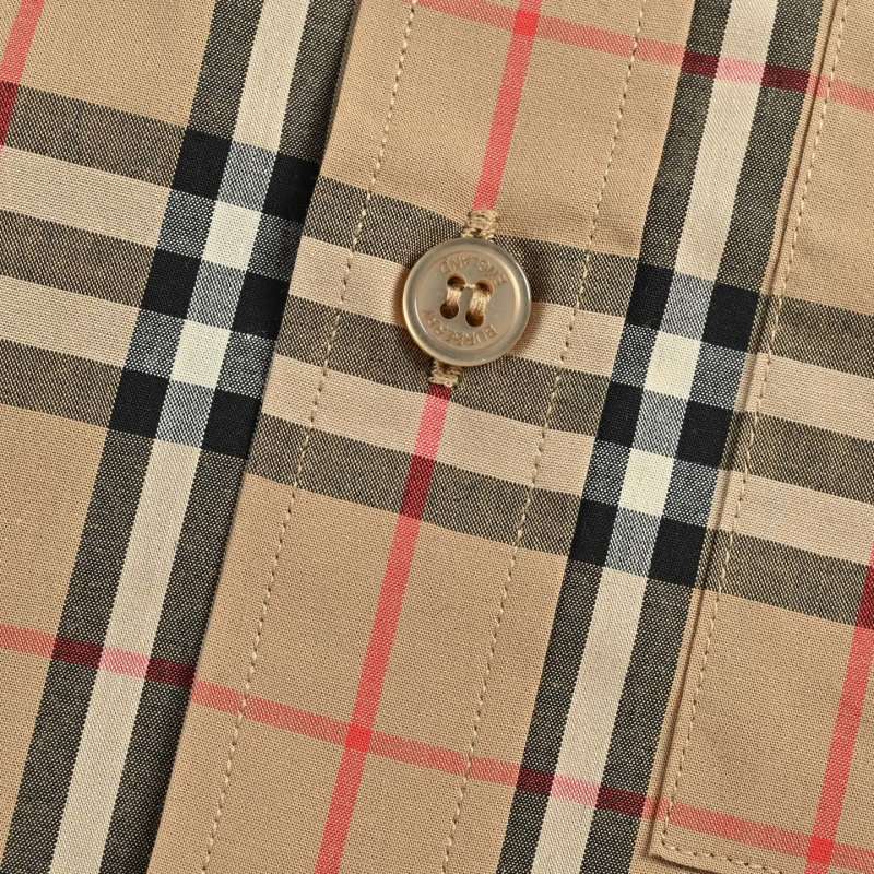 Burberry Beige Check Short-Sleeve Button-Up Shirt view