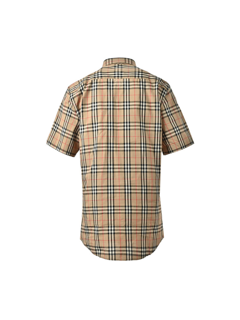 Burberry Beige Check Short-Sleeve Button-Up Shirt view