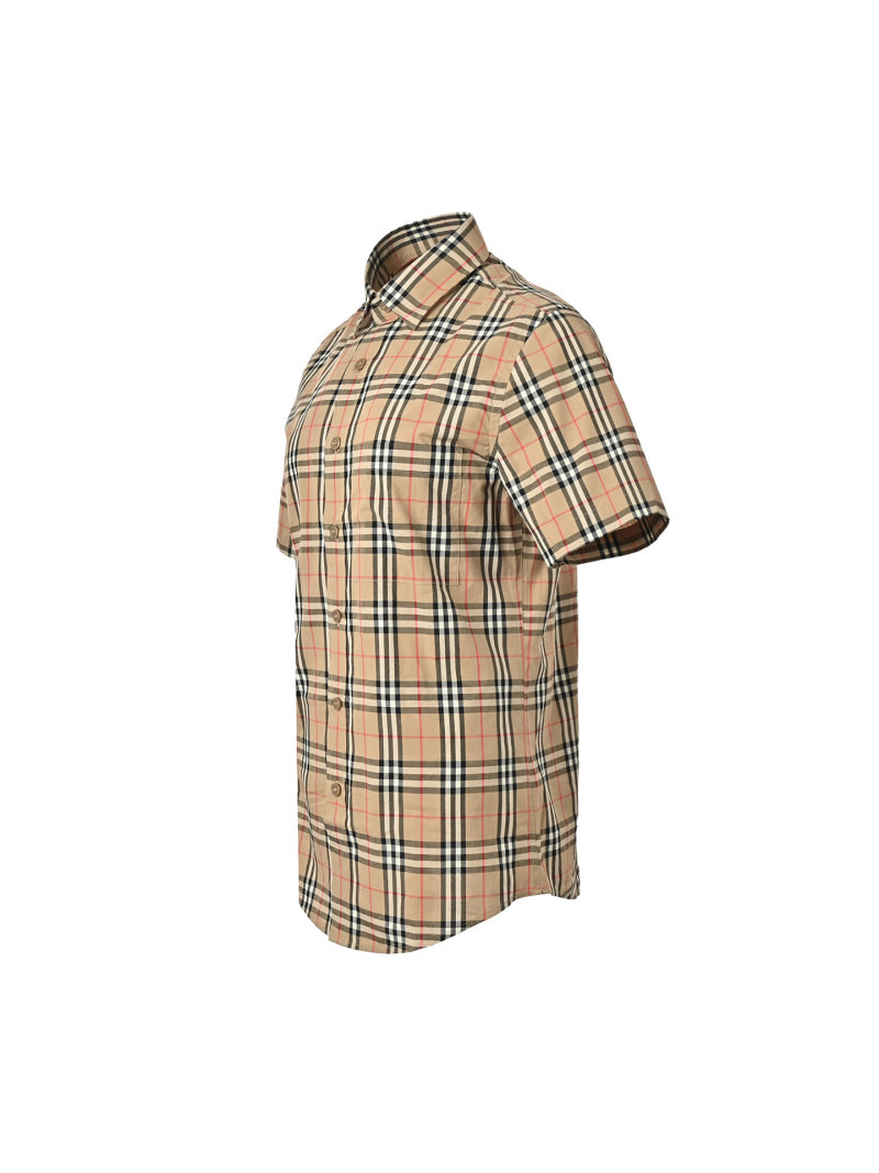 Burberry Beige Check Short-Sleeve Button-Up Shirt view