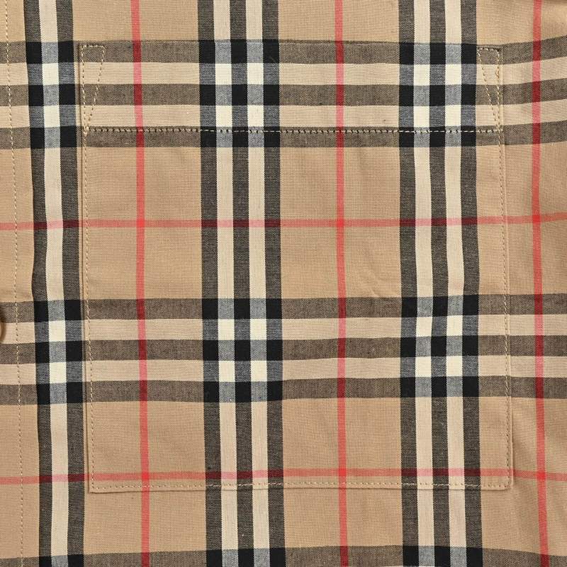 Burberry Beige Check Short-Sleeve Button-Up Shirt view