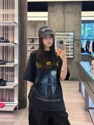 Balenciaga Distressed Building Graphic Black T-Shirt view 2