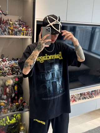 Balenciaga Distressed Building Graphic Black T-Shirt view 3