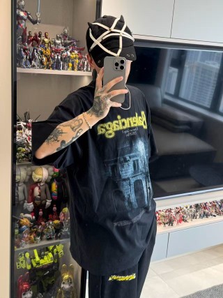 Balenciaga Distressed Building Graphic Black T-Shirt view 5