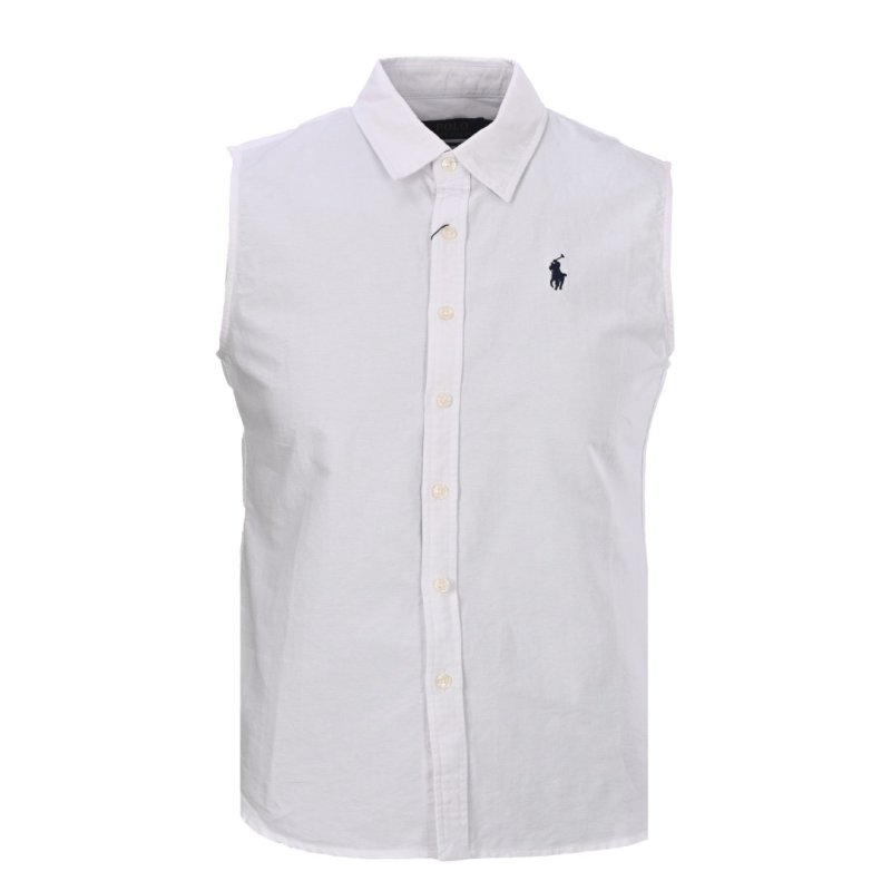 Essentials White Sleeveless Oxford Shirt view