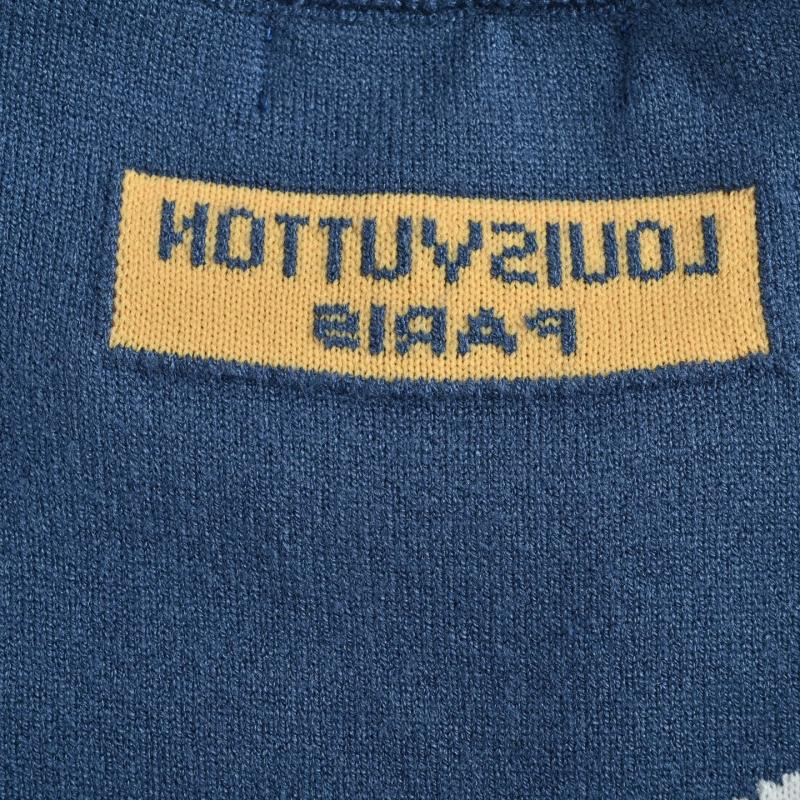 Blue Graphic Crewneck Sweater with Abstract Embroidery view