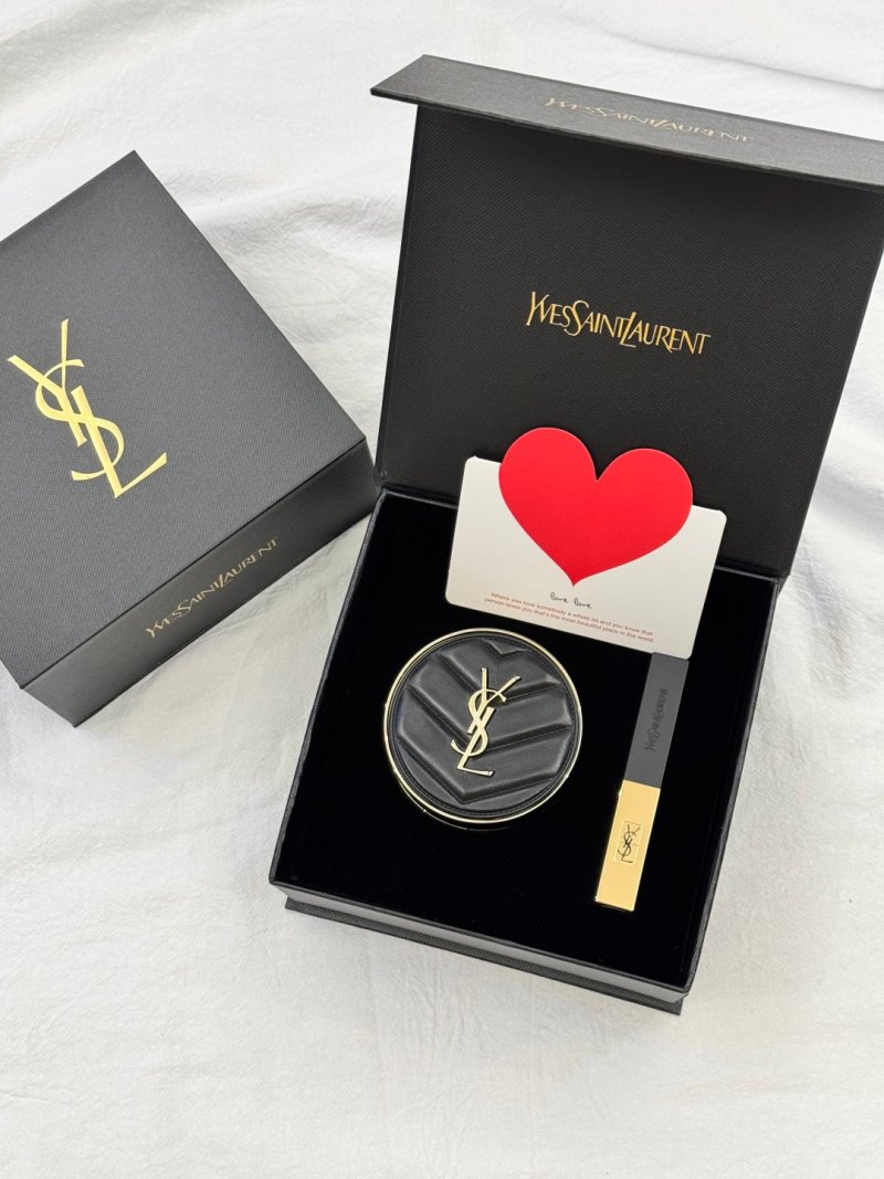 YSL Black Gold Leather Cushion Lipstick Duo Gift Set
