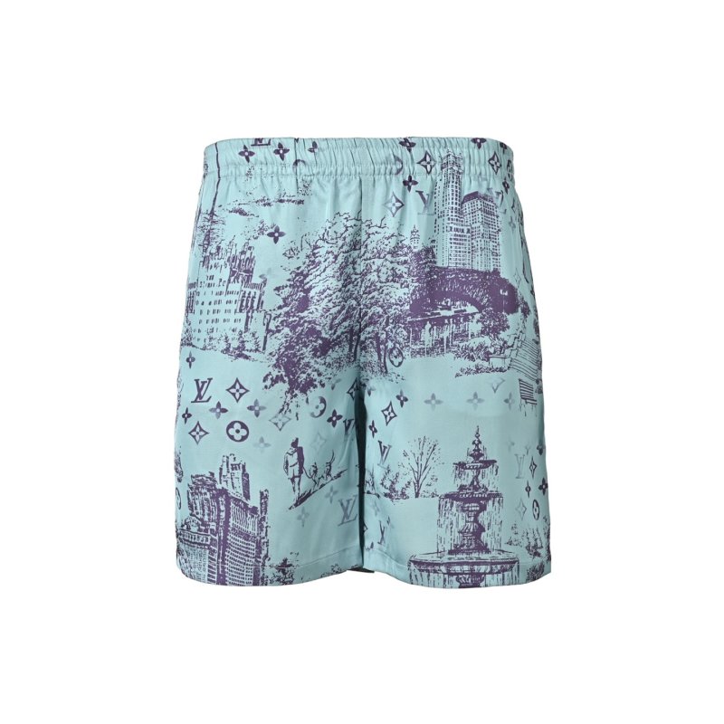 Floral Print Shorts - Blue & Purple Multi view
