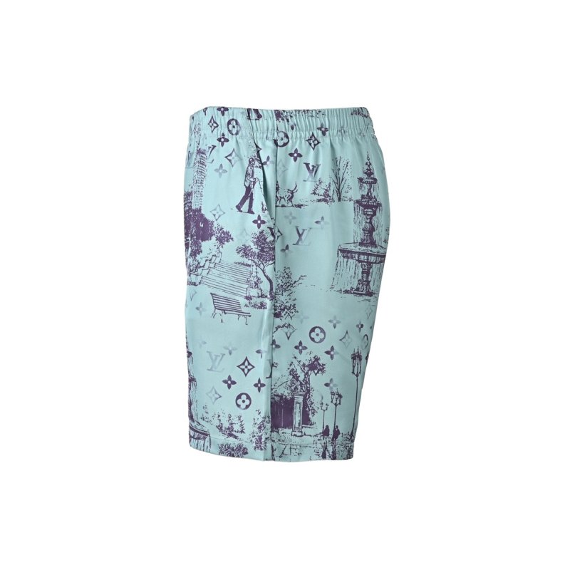 Floral Print Shorts - Blue & Purple Multi view