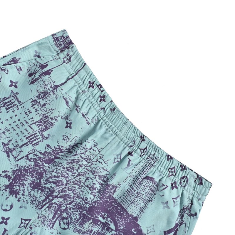Floral Print Shorts - Blue & Purple Multi view