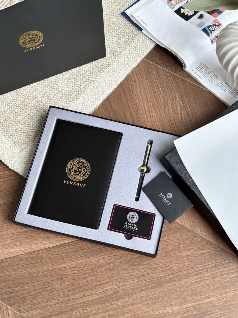 Versace Inspired Notebook & Ballpoint Pen Gift Set Black Gold view