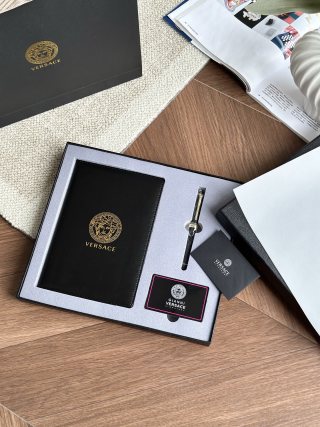 Versace Inspired Notebook & Ballpoint Pen Gift Set Black Gold view 3