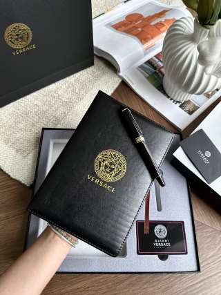 Versace Inspired Notebook & Ballpoint Pen Gift Set Black Gold view 5