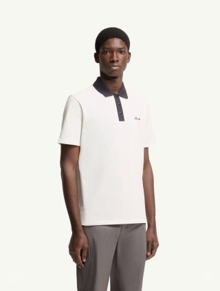 Moncler White Polo Shirt with Black Collar view 9