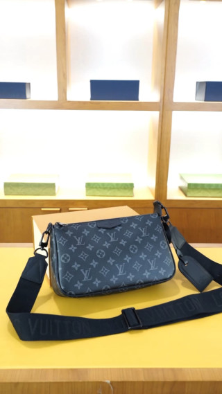 Louis Vuitton Monogram Denim Shoulder Bag Navy