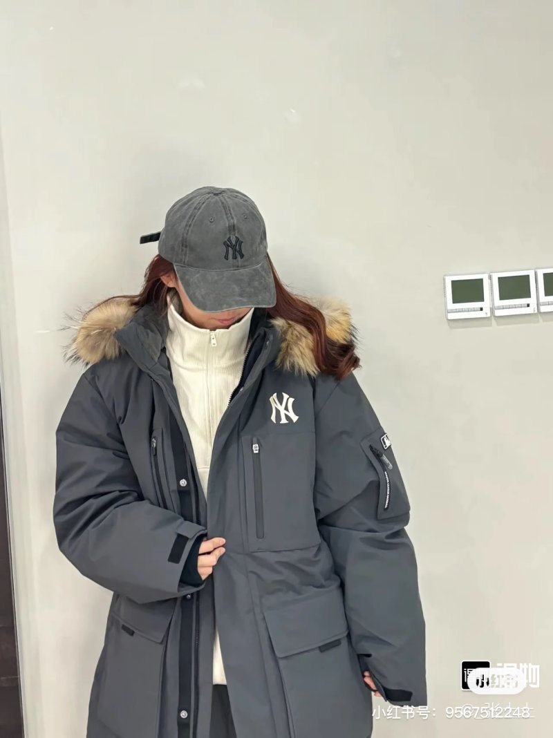 Black Oversized Down Parka with Fur Hood