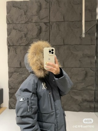 Black Oversized Down Parka with Fur Hood view 2
