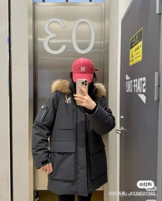 Black Oversized Down Parka with Fur Hood view 4