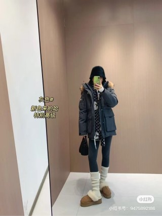Black Oversized Down Parka with Fur Hood view 7