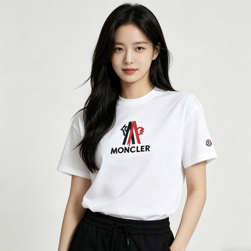 Moncler Logo Print White T-Shirt view