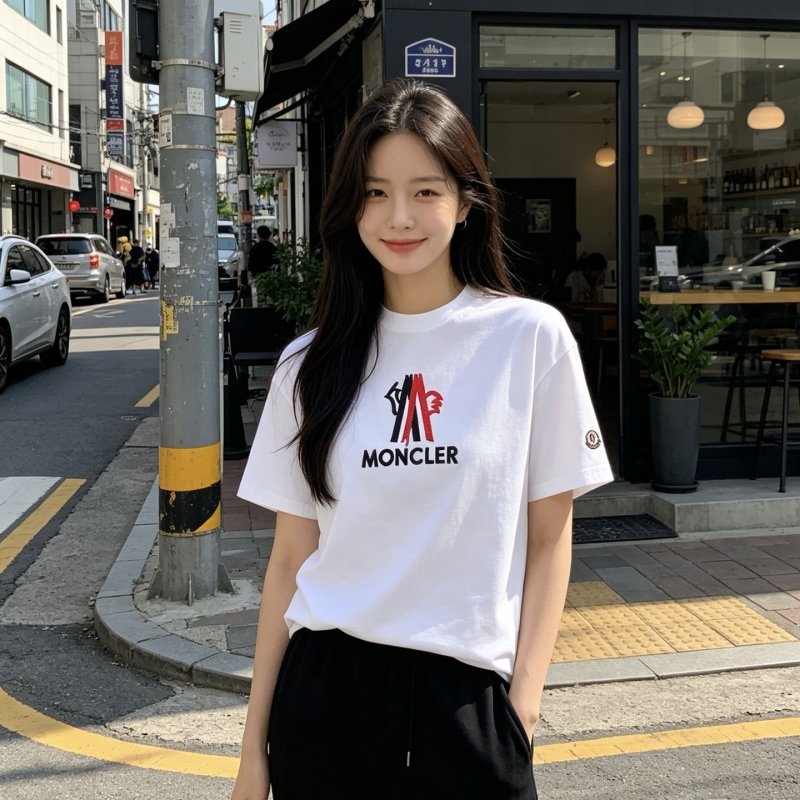Moncler Logo Print White T-Shirt view