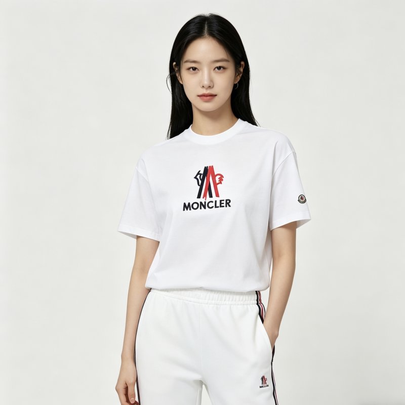 Moncler Logo Print White T-Shirt view