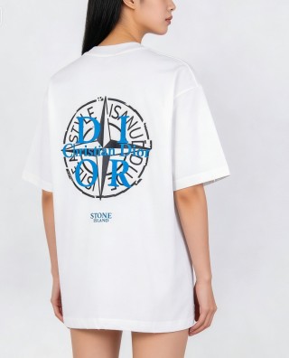 Stone Island White Compass Logo T-Shirt view 2